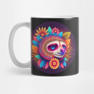 Ready for the Parade: Cute Sloth in Colorful Carnival Attir Mug